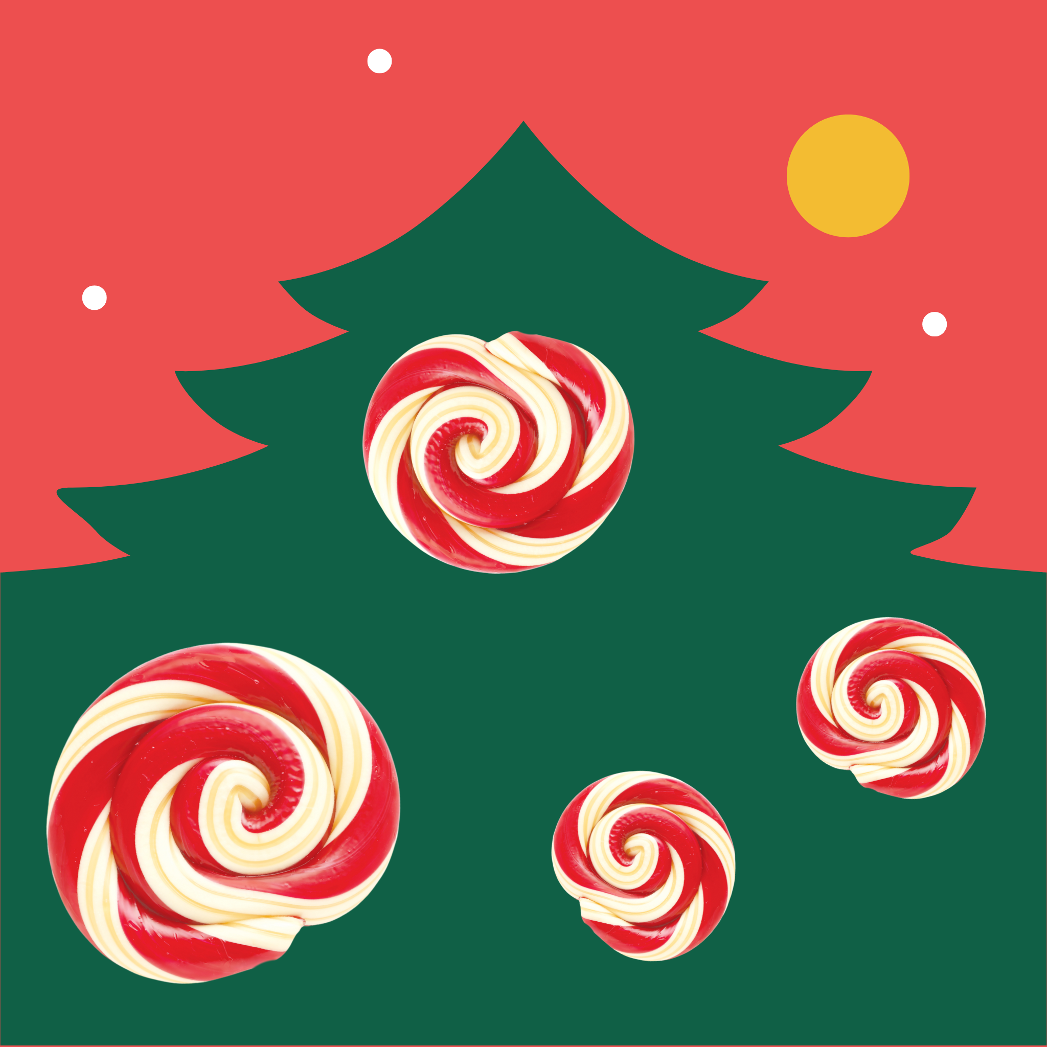 organic mint lollipops styled as tree ornaments
