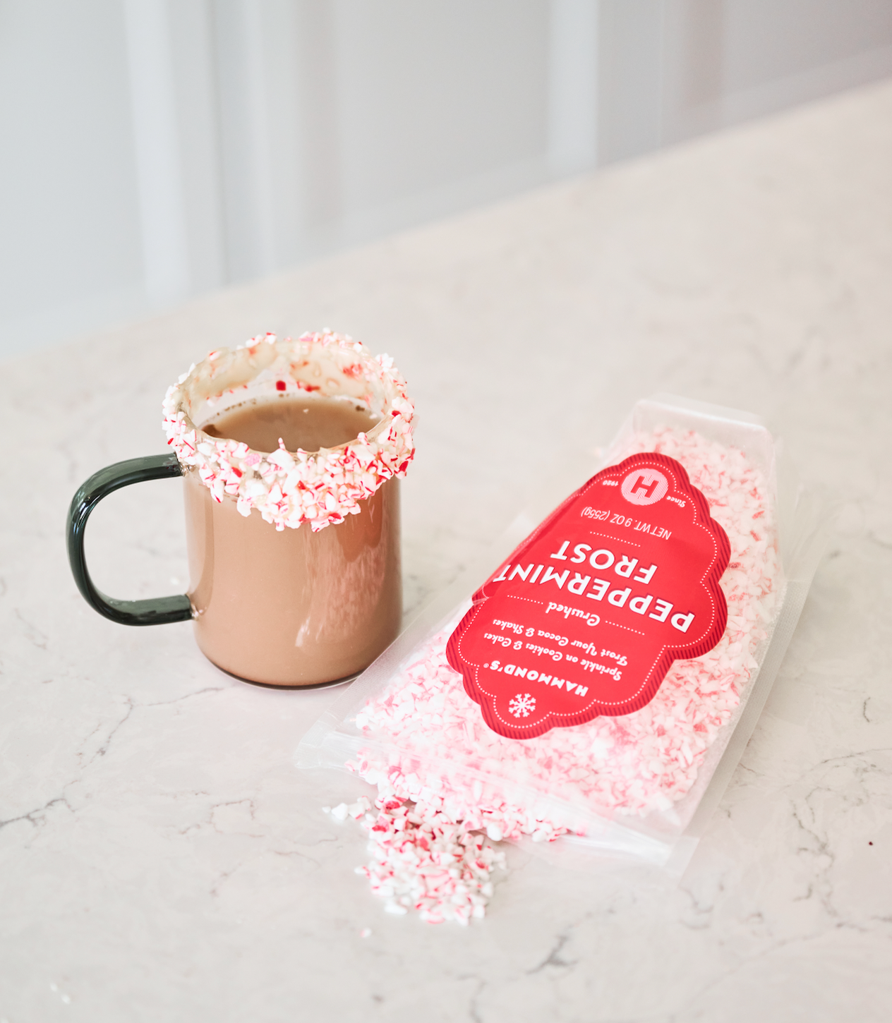 Peppermint Frost with hot cocoa 